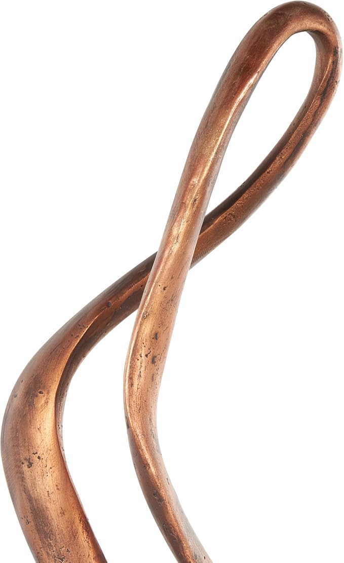 Deco 79 Polystone Abstract Decorative Sculpture Abstract Home Decor Statue with Rectangle Black Base, Accent Figurine 6" x 4" x 28", Bronze