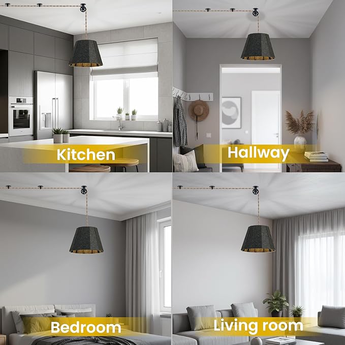 Pendant Light with Felt Lampshade, Modern Hanging Lamp Fixture, DIY Acoustic Plug-in Pendant Light for Kitchen Island, Living Room, Dining Room, Bedroom, Office (D15.7"x11")