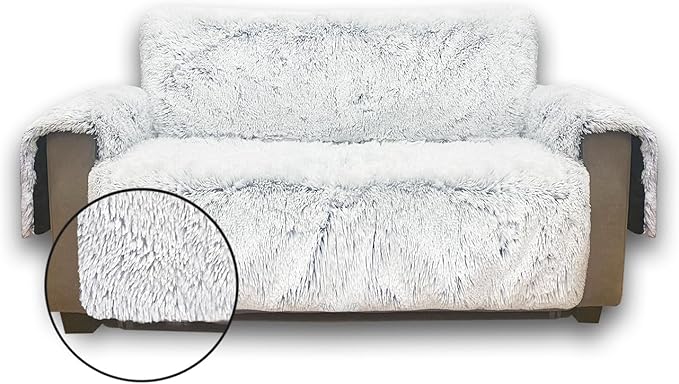 Plush and Fuzzy Shaggy Couch Cover, Dog Pad Faux Fur Sofa Cover, Water Resistant Slipcover, Non-Slip Furniture Protector for Kids,Dogs,Cats.(Magic Gray, Large Sofa)