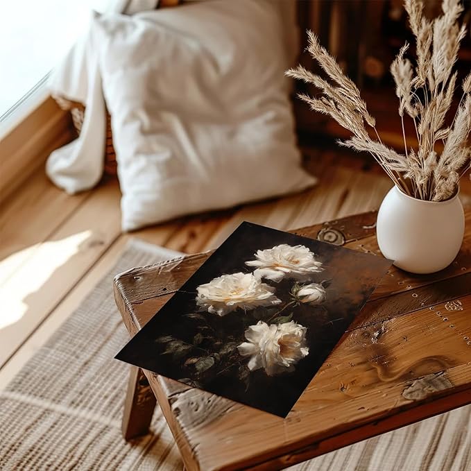 XOCUUI Vintage Flowers Canvas Wall Art Unframed Wall Decorations Mid Century Modern Wall Decor Botanical Wall Art for Farmhouse Kitchen Office Bathroom Decor 8x10