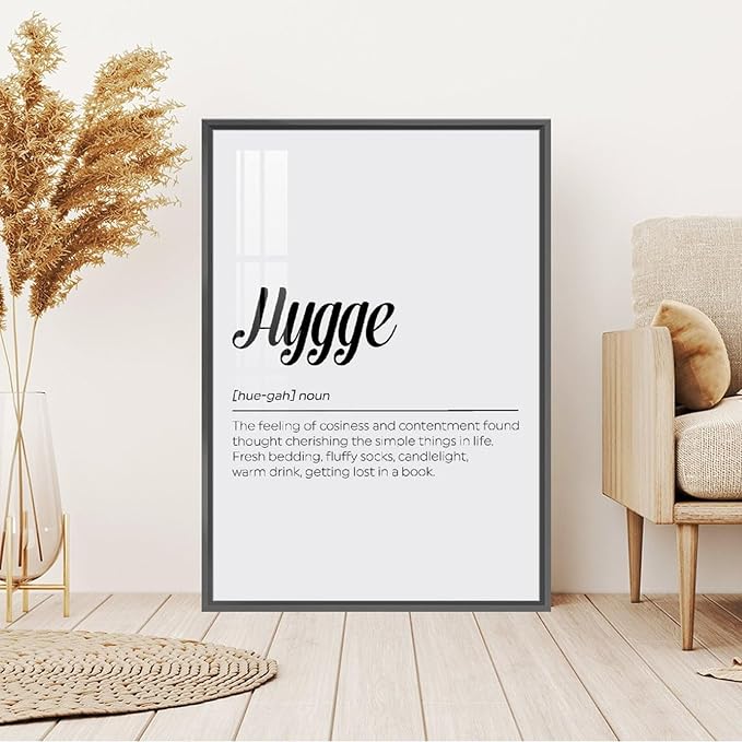 Hygge Definition Print, Family Poster, Bedroom Printable Wall Art, Living Room Typography Quote, Home Decor Poster Wall Art Bedroom Decor Office Room Kitchen Decor Aluminum Black-style 12x16inch(30x4