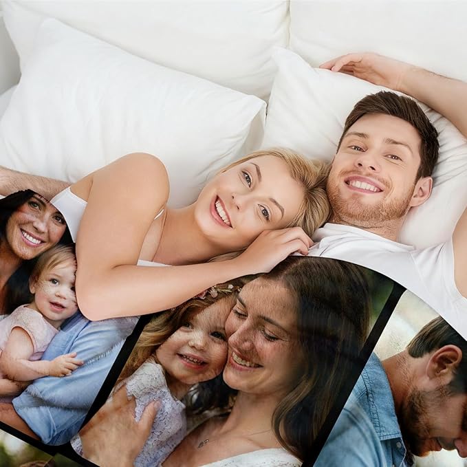Jecivila Custom Blanket with Picture Text Personalized Photo Flannel Throw Blankets Customized Couple Gifts for Girlfriend Boyfriend Wife Husband on Valentine's Day Birthday