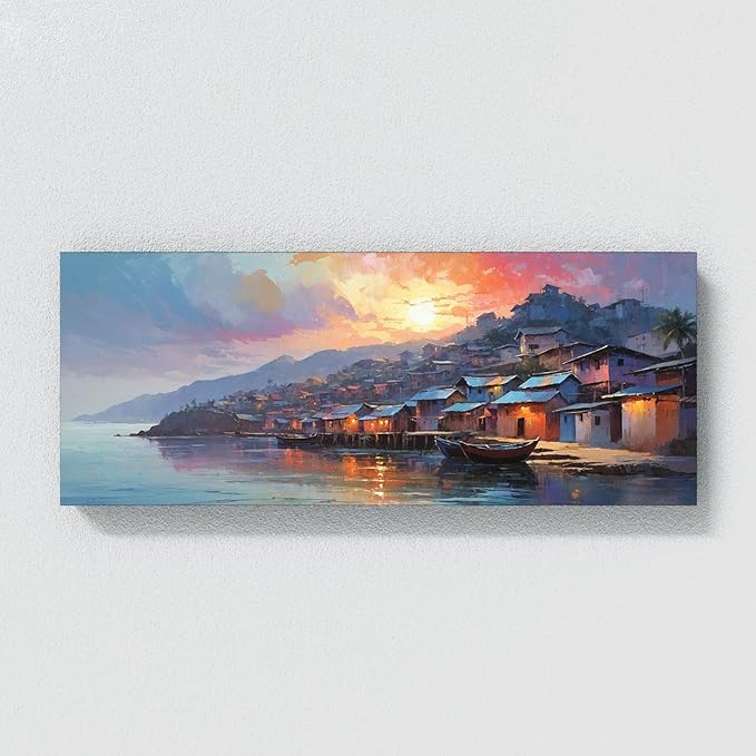 Sense Canvas Scandinavian Sunrise Serenity 54 Canvas Art - Home Decor Wall Art Print Poster Painting Large 40x16 / 1.5"