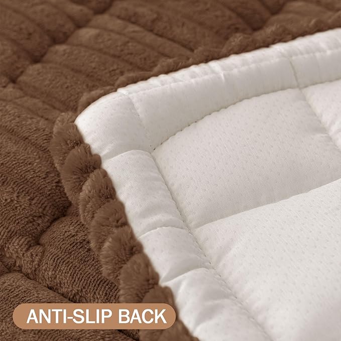 Smiry Couch Cover for Dogs Washable, Non Slip Fuzzy Pet Couch Covers for 3 Cushion Sofa Pet Friendly, Thick Soft Sofa Slipcovers Cushion Protector (Brown, 27.6" x 59")