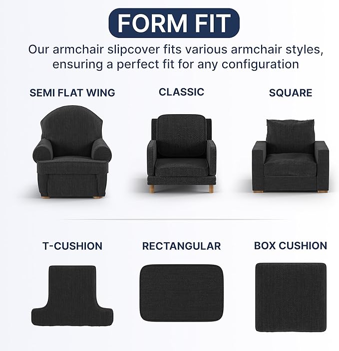 PAULATO BY GA.I.CO. Chair Cover - Armchair Cover - Armchair Slipcover - Cotton Fabric Slipcover - 1-Piece Form Fit Stretch Stylish Furniture Protector - Mille Righe Collection - Camel (Chair)
