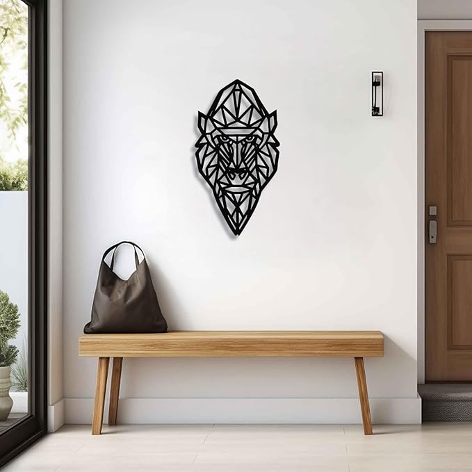 Geometric Animal Metal Wall Art – Modern Polygon Style Metal Wall Decor for Home, Living Room, or Office, Minimalist Wildlife Wall Sculpture, Black Steel Design (Style-2)