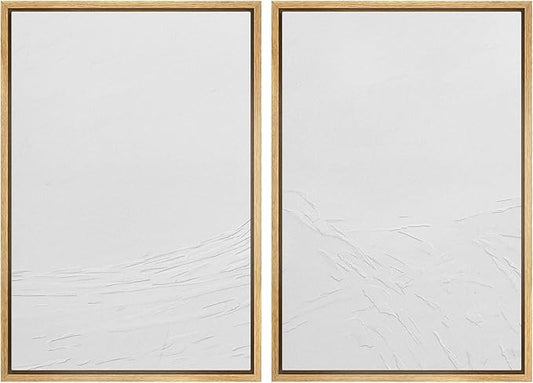 SIGNWIN Framed Canvas Print Wall Art Set Geometric Gray Pastel Color Field Landscape Abstract Shapes Illustration Modern Art Minimalism Decorative for Living Room, Bedroom, Office - 24"x36"x2 Natural