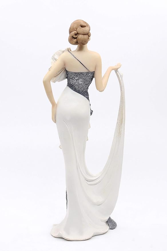 Comfy Hour Glamour Elegance Victorian Style Lady Collection Elegant Slim Lady Lifting Up Skirt Collectible Figurine, 13-inch Height, Gray & White, Polyresin