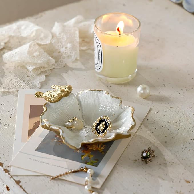 NIKKY HOME Vintage Jewelry Dish Tray, Bird Ring Holder, Small Jewelry Tray Trinket Dish Vanity Tray for Home Decor Christmas Birthday Wedding Gifts