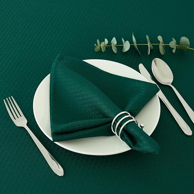 maxmill Jacquard Cloth Napkins 20 x 20 Inch Weaved Texture Pattern Soft Comfortable and Luxury Serviette for Christmas Family Dinners Parties and Banquets Set of 4 Pieces, Hunter Green