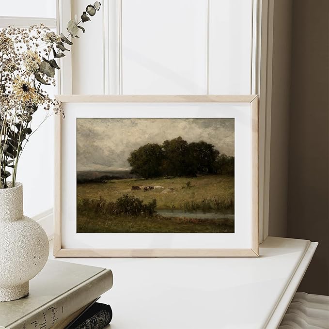 XOCUUI Canvas Wall Art Vintage Decor, Home Decor Danish Landscape Classical Paintings, Home Decor Lake And Mountain Nature Wilderness Landscape Unframed Paintings Wall Art for Living Room, 8"X10"