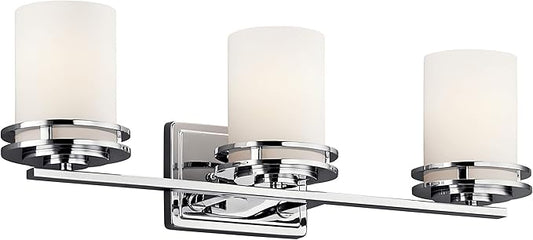 Kichler Hendrik 24" 3 Light Vanity Light with Satin Etched Cased Opal Glass Chrome