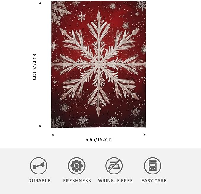 Cafemira Elegant Snowflakes,Flannel Blanket,Adult Throw Blankets,Double-Sided Fleece,Sofa Knee Throws,All Seasons Quilt,for Bed,Couch,Travel,Camping,Office nap, 80x60 Inch