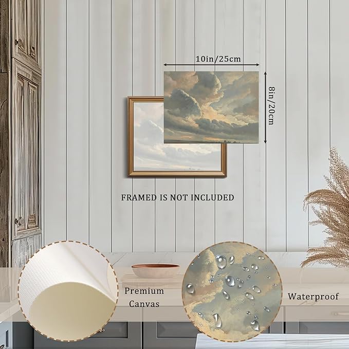 XOCUUI Unframed Canvas Wall Art Vintage Decor, Room Decor Classical Oil Painting Canvas Prints Study Of Clouds With A Sunset Near Rome Vintage Landscape Wall Art Home Decor, 8"X10"