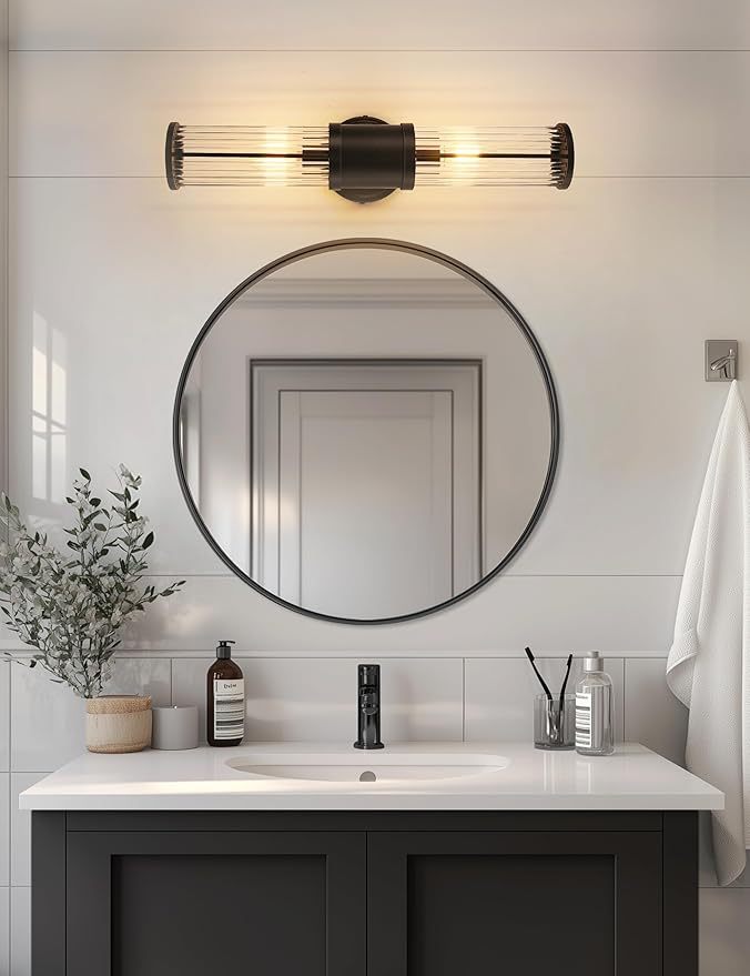 DORESshop Black Wall Sconce, 19.7” Sconces Lighting, 2-Light Modern Light Fixtures, Bathroom Vanity Light for Living Room, Bedroom, Sconces Wall Decor