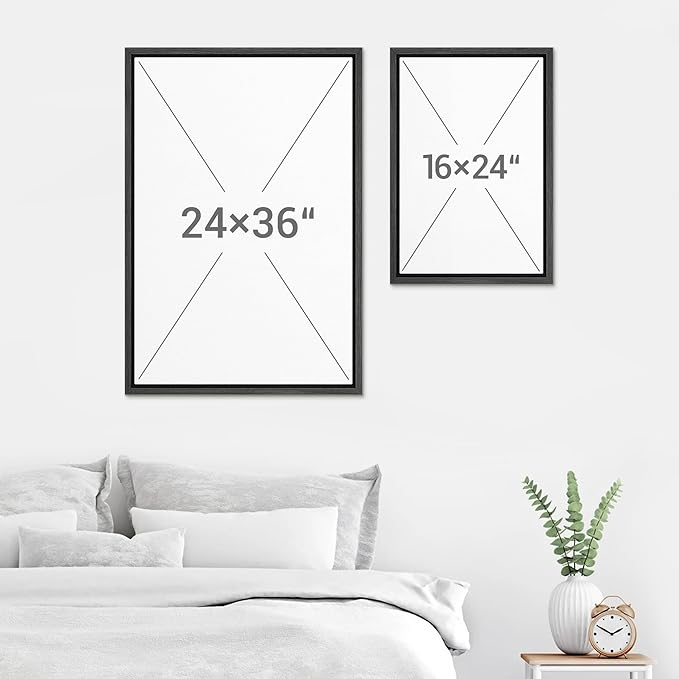 SIGNWIN Framed Canvas Print Wall Art Set Golden Horizon Mist Neutral Beige and Olive Gradient Abstract Landscape Zen Bohemian for Living Room, Bedroom, Office - 24"x36"x2 BLACK