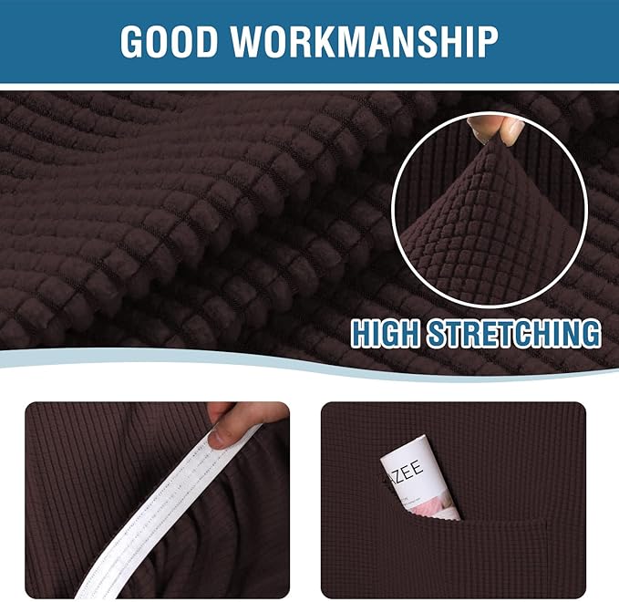 H.VERSAILTEX Multi-Pieces Sofa Covers Stretch Couch Covers Form Fitted Seats and Back Cushions Covers (2 Seat Covers Plus 2 Back Cusion Covers, Bonus 2 Armrest Covers), Chocolate