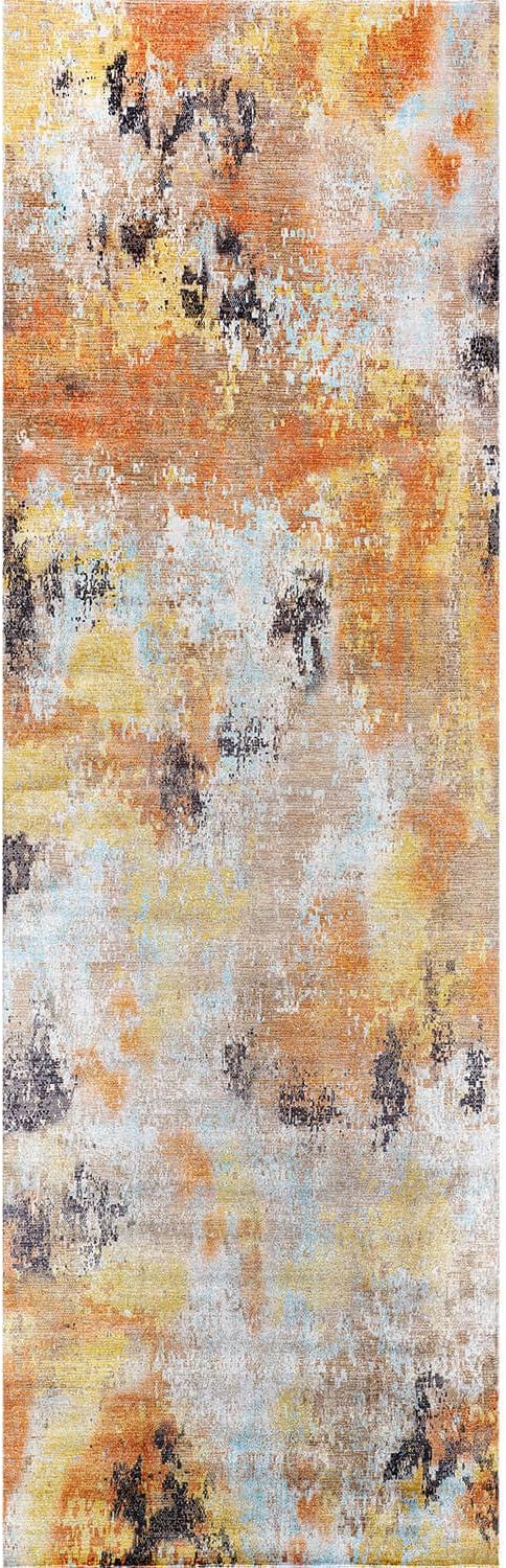 Non Slip Rugs 2x7 Modern Abstract Easy Silk Rubber Backing Soft Runner Rug for Hallways Easy to Clean Non Shedding Kitchen for Laundry Room Indoor Area Carpet (Orange - Brown, 2x7)