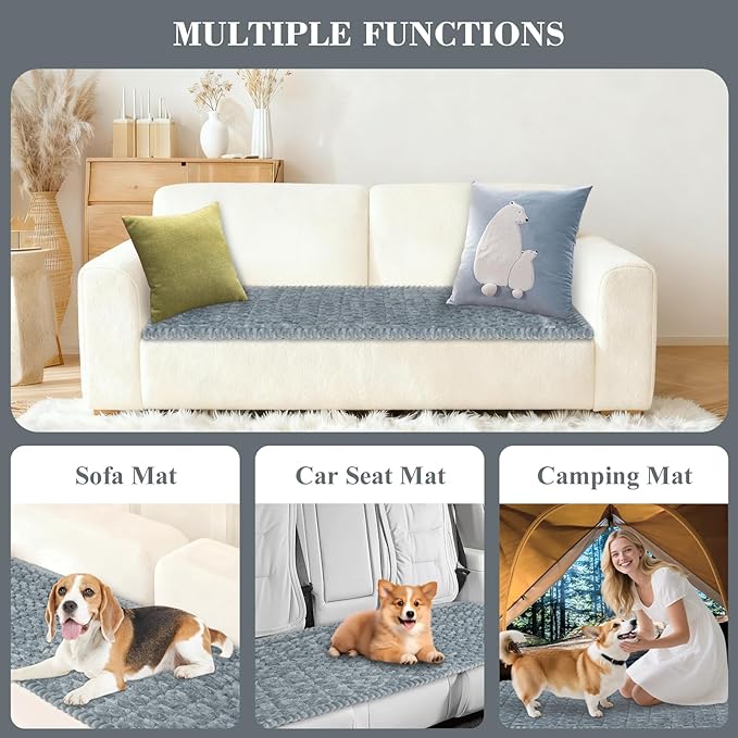 Cekene Turtle Velvet Couch Covers Washable Non-Slip Couch Cushion Covers Fuzzy Sofa Cover for Dogs (Grey,27.6" x 70.9")