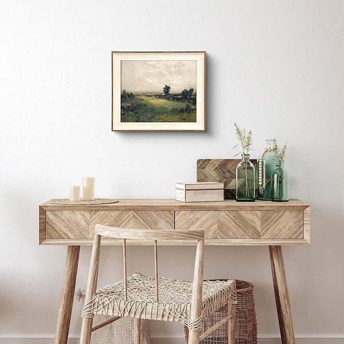 XOCUUI Vintage Landscape Unframed Canvas Wall Art, Vintage Rural Hill Prints, The Vast Grassland Classic Wall Prints Farmhouse Bathroom Office Decor - 8x10in