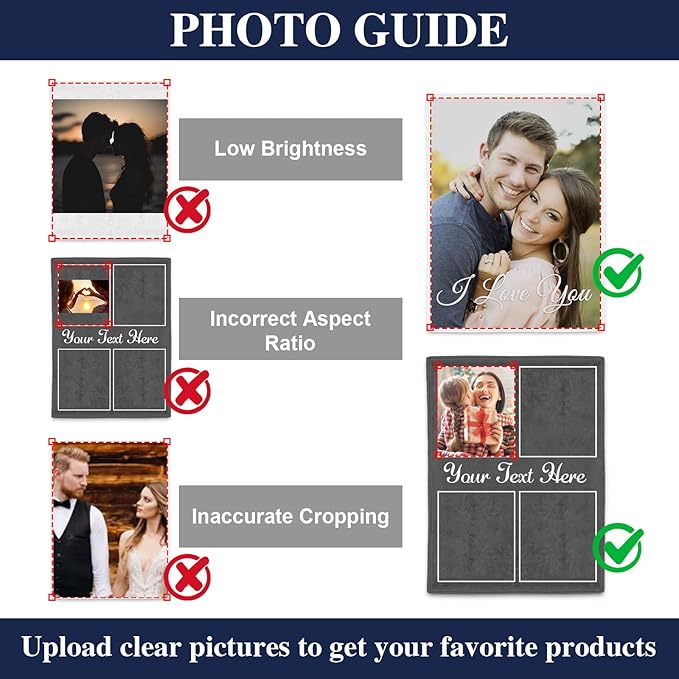 Jecivila Custom Blanket with Picture Text Personalized Photo Flannel Throw Blankets Customized Couple Gifts for Girlfriend Boyfriend Wife Husband on Valentine's Day Birthday