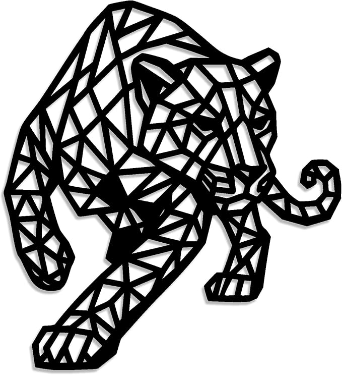 Geometric Animal Metal Wall Art – Modern Polygon Style Metal Wall Decor for Home, Living Room, or Office, Minimalist Wildlife Wall Sculpture, Black Steel Design (Style-5)