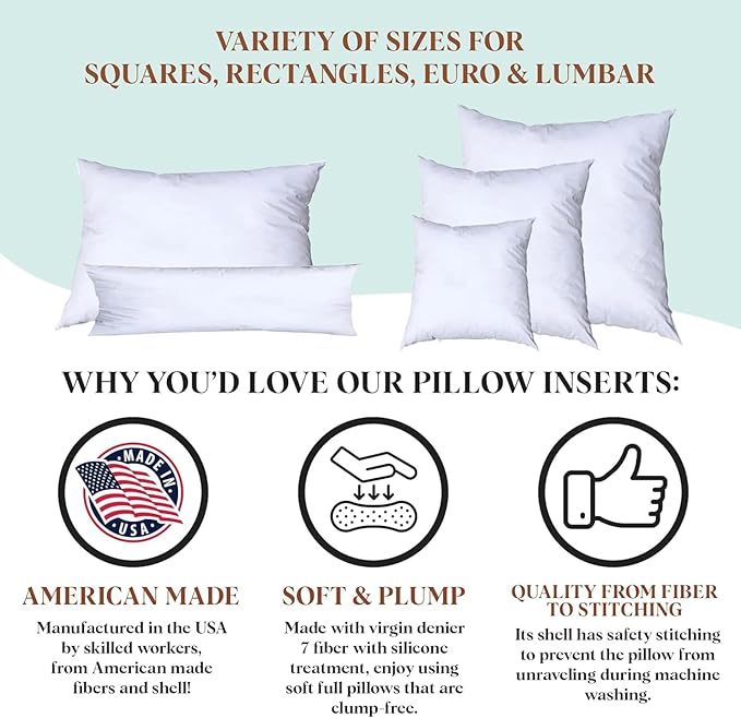 Pillowflex Synthetic Down Alternative Pillow Inserts for Shams - Comfy Pillows for Sleeping, Perfect Pillow & Best Sleeping Pillows, Handmade Down Alternative Throw Pillow Inserts - (21x27 Set of 2)
