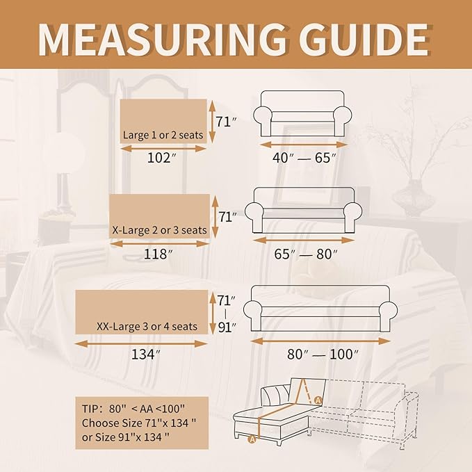 Boho Non Slip Covers Sofa Covers for 3 Cushion Chenille Dog Pet Couch Protector Washable L Shaped Sofa Cover ﻿ (Shallow Coffee, 91"*118")