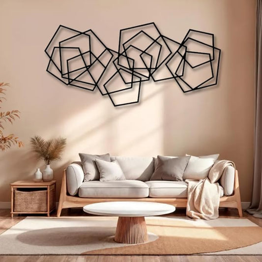 Metal Geometric Home Wall Decor ，Contemporary Minimalist Metal Wall Art, Abstract Decor for Home, Modern Sculpture for Living Room, Bedroom, Office Decoration (41"X20" / 105X51 CM)