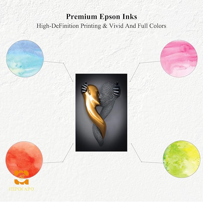 HIPOCAPO 3D Metal Effect Wall Art - Wall, Modern Abstract Hug Lovers Painting Picture Poster Prints for Bathroom, Romantic Couple Living Room Canvas Framed 12''x18''x1Pcs 3d Art-20