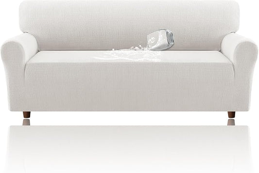 H.VERSAILTEX Jacquard Sofa Slipcover with Waterproof Seat Furniture Protector 1 Piece Stretch Sofa Covers with Elastic Bottom for Kids, Pets, Dog(Sofa XL, Pale Oak)