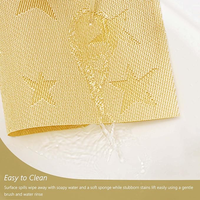 AHHFSMEI Placemats for Dining Table Set of 4 Woven Vinyl Plastic Place Mats Non-Slip Heat Insulation Stain Resistant Table Mats Washable Easy Clean Placemats (Gold Star 4)