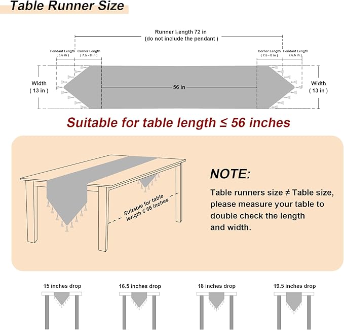 Loom and Mill Elegant Jacquard Table Runner 72 inches Long, Luxury Floral Table Runners with Handmade Multi-Tassels for Dining Room Dresser Party Holiday Banquet Decoration (Beige+White,13x72 inch)