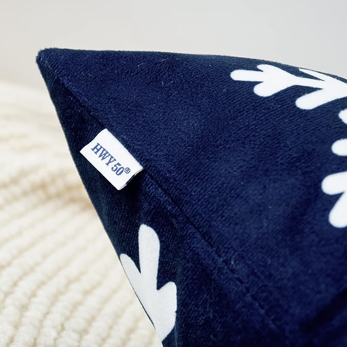 HWY 50 Navy Blue Decorative Throw Pillow Covers 16x16 Inch for Couch Sofa Living Room Bed, Soft Square Throw Pillows Cases Cushion Cover with Christmas Snowflakes Print Pack of 2