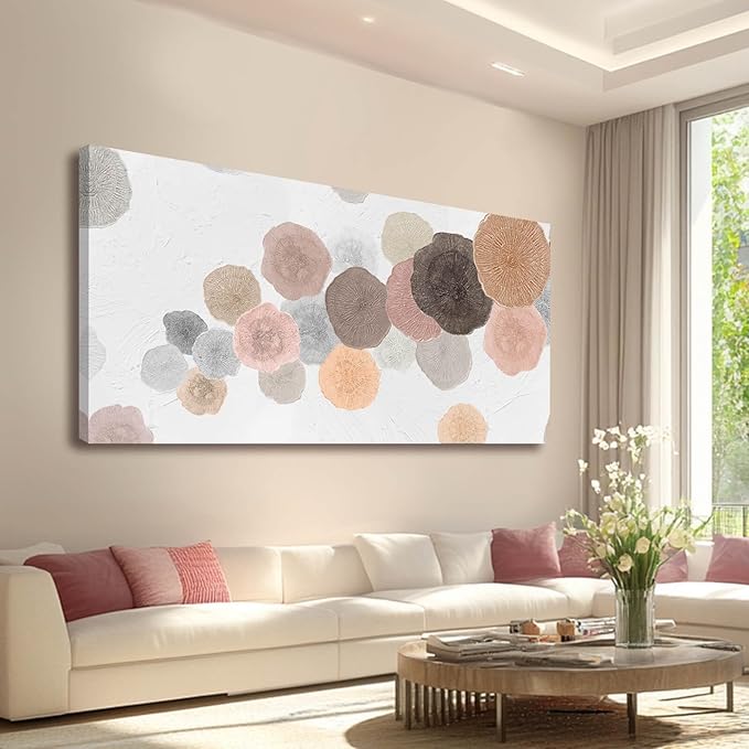 VAYIMDH Pink and Grey Painting on White Background Large Abstact Living Room Artwork Canvas Textured Wall Art for Bedroom Office 29"x 58" Hallway Decor