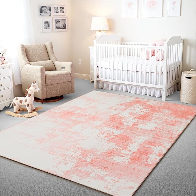 Istana 5x7 Area Rug - Pink Rugs for Living Room 5x7 - Foldable Rugs for Bedroom - Stain Resistant Washable Rug - Eco-Friendly Boho Area Rugs - Easy to Clean Living Room Rug