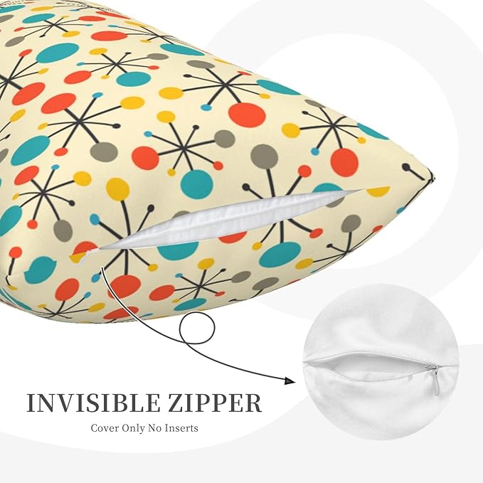 Retro Mid Century Lumbar Pillow Covers 12x20 Inch Set of 2 Yellow Vintage Throw Pillow Cover Modern Retro Pattern Pillowcase Cushion Cases for Home Couch Bed Sofa