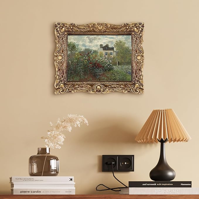 FOLKOR Vintage Canvas Wall Art for Living Room, Garden Flower Picture Print for Bedroom Decoration, Antique Gold Paintings Posters for Home Office Birthday Christmas Gift, 5x7