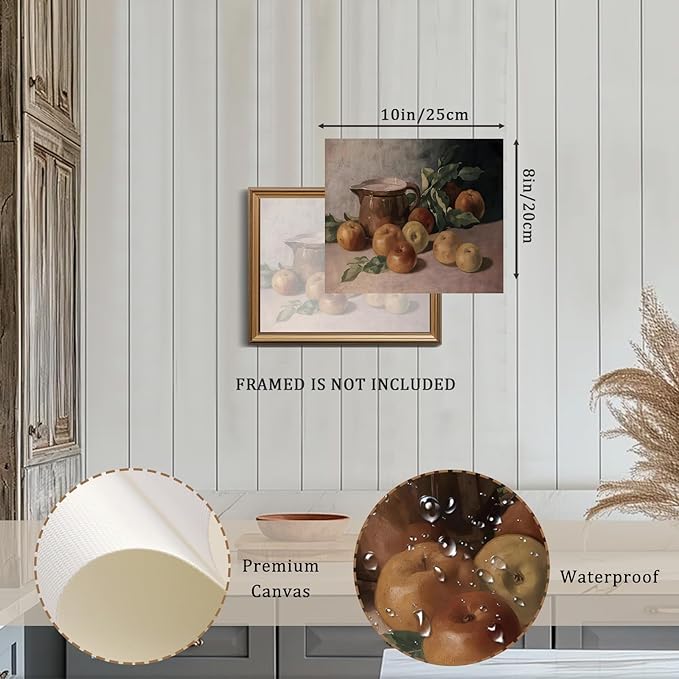 XOCUUI Vintage Aesthetic Room Decor, Harvest Apples Still Life Oil Painting Artwork Abstract Wall Pictures Prints, Farmhouse Fruit Wall Decor Bedroom Kitchen 8x10in Unframed