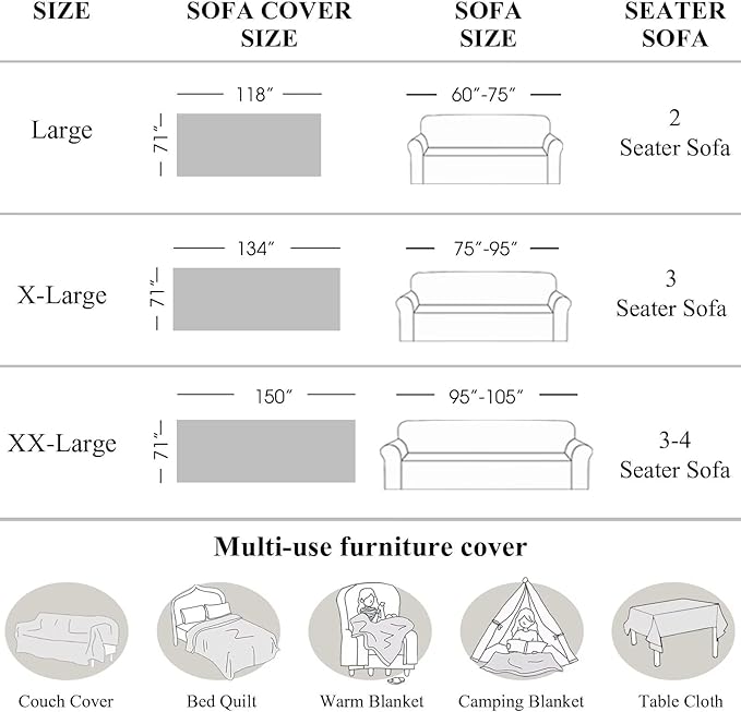 VClife Soft Plush Faux Fur Couch Cover, Warm Fuzzy White Sofa Covers for 3 Cushion Couch Sofa (71"x150") Non Slip Couch Covers for Dog Cat Washable Thick Furniture Protector for Pets