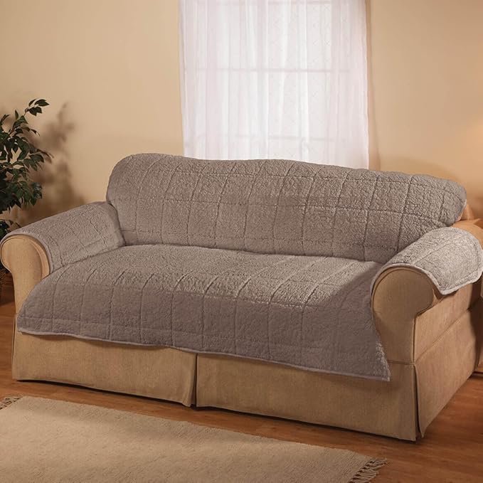 OakRidge Bradley Sherpa Sofa Protector - Slipcover Mocha