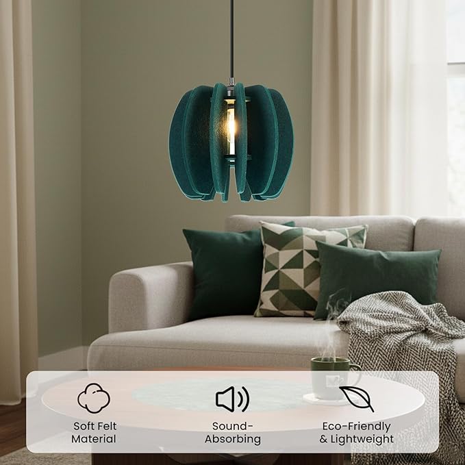 Pendant Light with Felt Lampshade, Modern Hanging Lamp Fixture, DIY Acoustic Pendant Light Chandeliers for Kitchen Island, Living Room, Dining Room, Bedroom, Office (D11.8"x10.2")