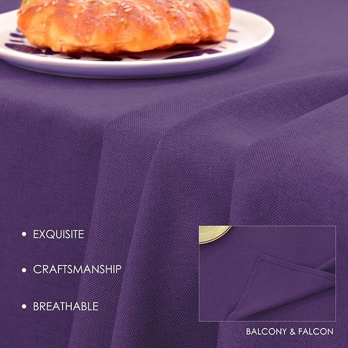 BALCONY & FALCON Rectangle Table Cloth – Waterproof, Wrinkle-Resistant Dust-Proof Farmhouse Tablecloth for Dining, Kitchen, Party Decorations, Halloween Fall Gatherings (Purple, 55" x 71")