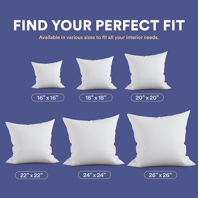 Continental Bedding | 50/50 Down and Feather Blend Throw Pillow Insert | 100% Cotton 250TC Shell | Medium Loft Decorative Cushion | 16x16 | 1 Pack