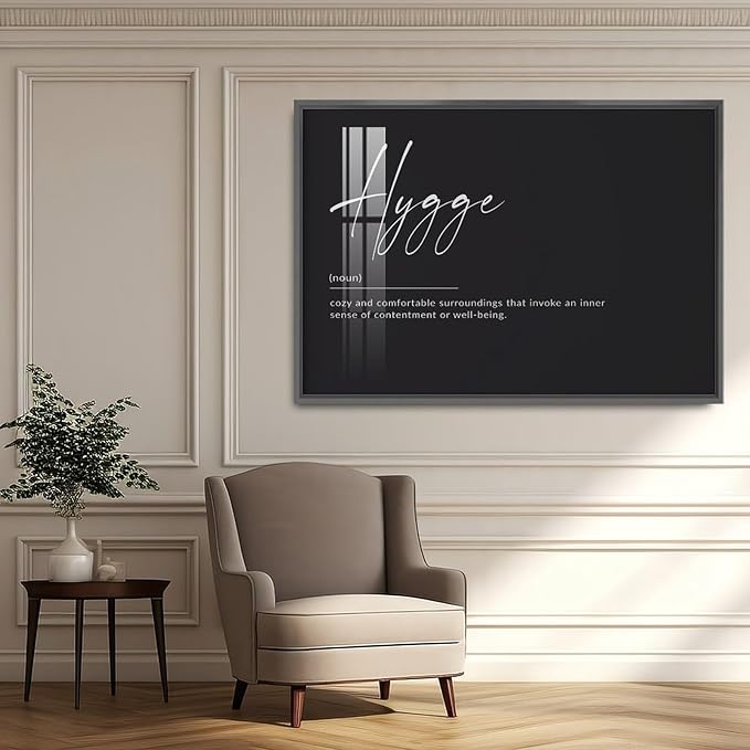 RFDER Hygge Print, Hygge Definition Poster, Hygge Gift, Hygge Sign, Scandinavian Print, Danish Print, Danish Wall Art Office Decor Modern Aluminum Alloy Frame Aluminum Black-style 16x24inch(40x60cm)