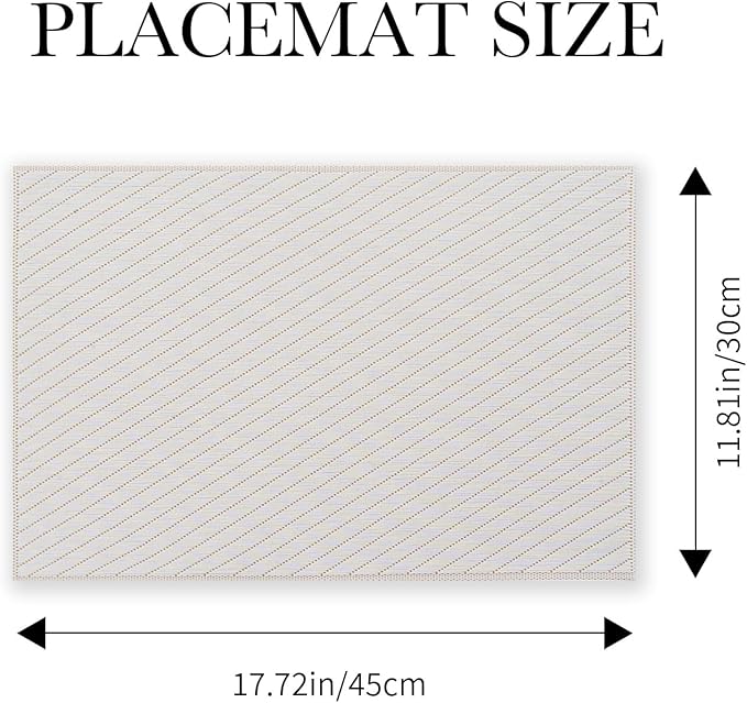 BACKTOEDEN Placemats Set of 6 Heat Resistant Washable Wipeable Placemat Woven Non-Slip Foldable Vinyl/Plastic Place Mats Indoor/Outdoor Mat Kitchen Dining Table Pad, Light Gray Twill