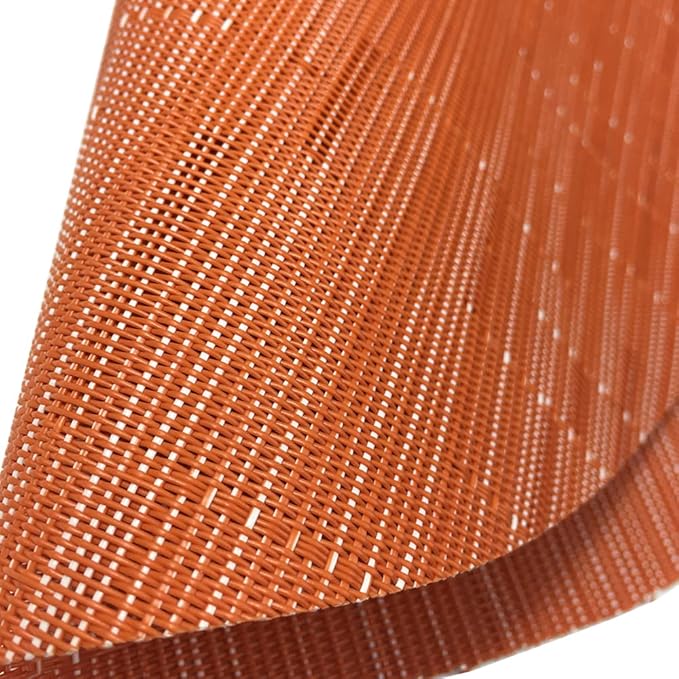 WAZAIGUR Round Placemats Set of 6 Woven Vinyl Easy to Clean Heat Resistant Kitchen Table Mats 15 Inch(Orange 6)