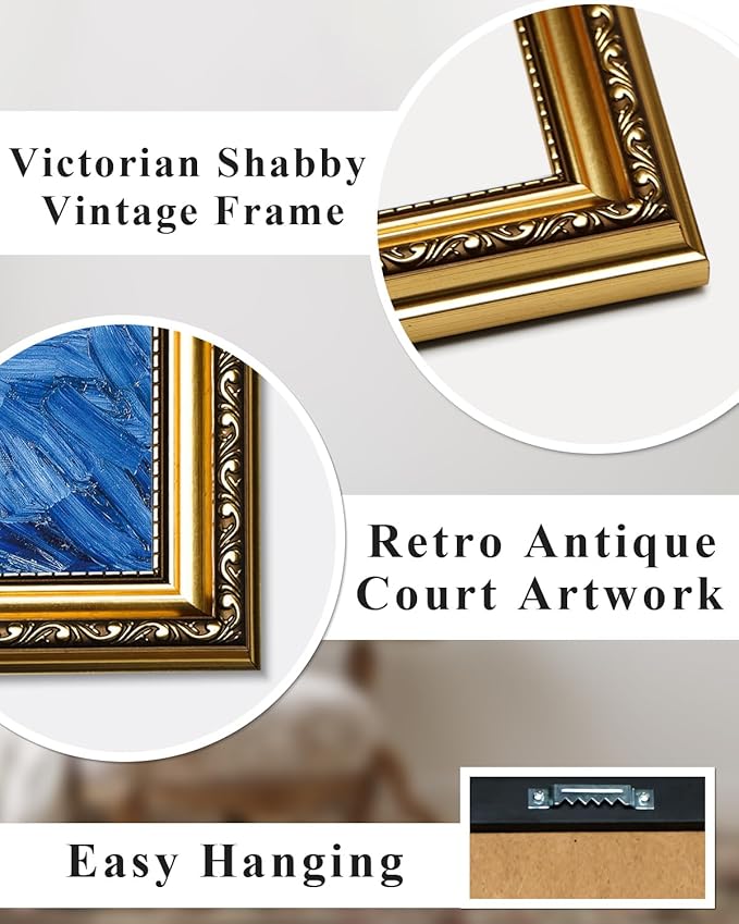 ARPEOTCY Vintage Gold Framed Wall Art, 13x16 inch Nature Seaside Landscape Retro Paintings Canvas Prints Aesthetic Home Wall Decor for Living Room Bedroom Bathroom Antique Pictures Frame Artwork