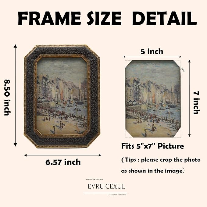 5x7 Vintage Picture Frames - 5 x 7 Picture Frame Antique, Ornate Antique Bronze Gold Frames 5 x 7, Small 5x7 Picture Frame Wall Hanging For Home Decor