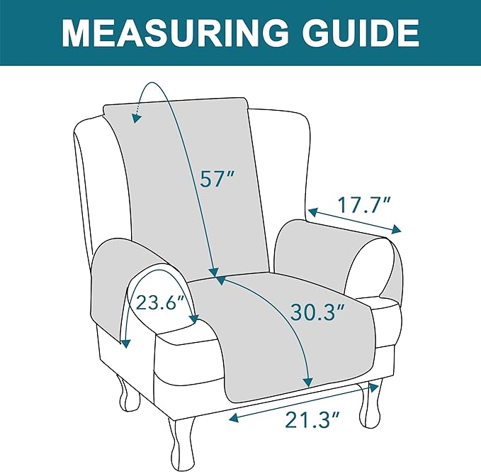 Turquoize 100% Waterproof Wing Chair Cover Wing Armchair Slipcovers Chair Couch Protector Triple Non-Slip Sofa Slipcover for Wing Chair Furniture Protector for Pets, Kids,Dog (Wing Chair, Brown)